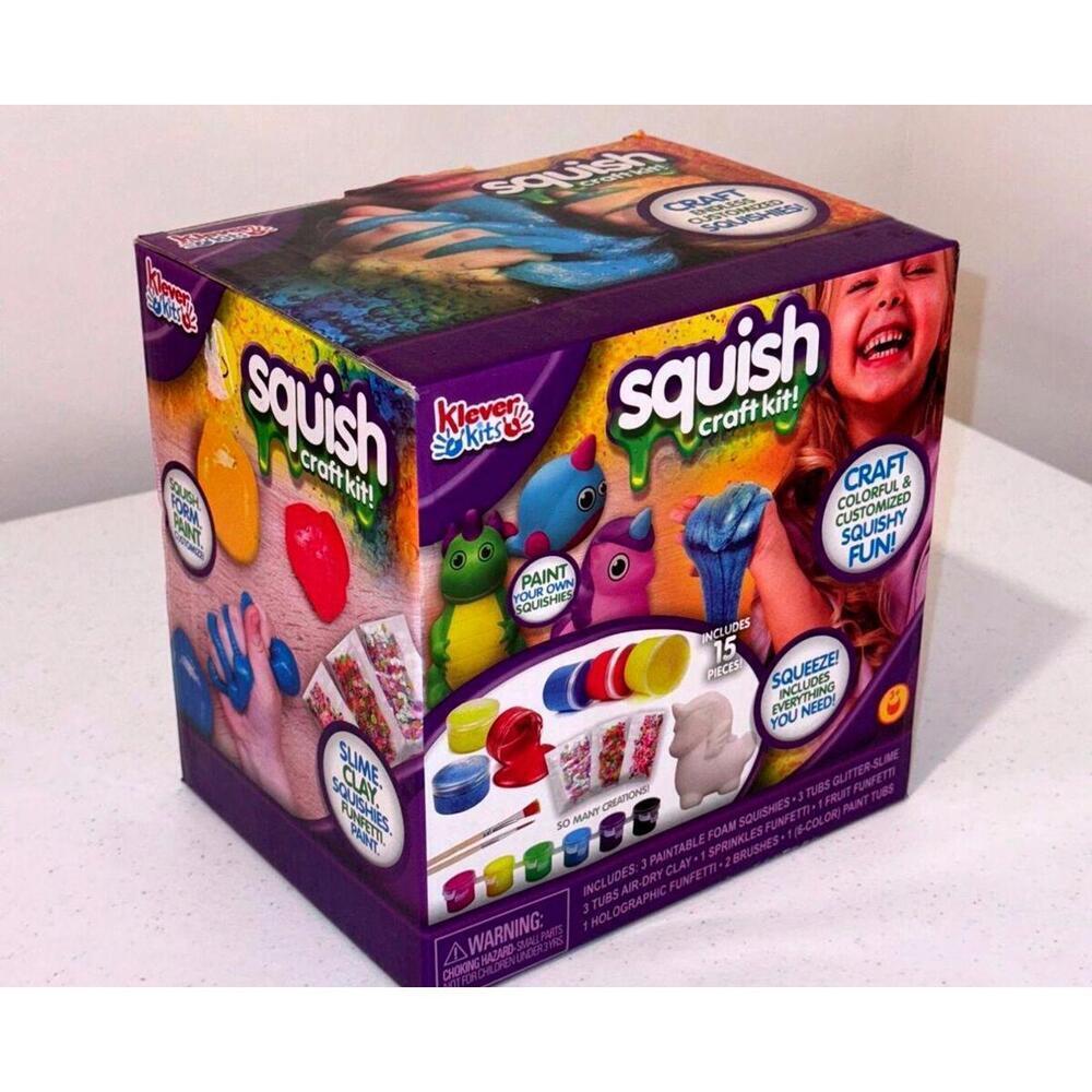 Squish Craft Kit For Kids - Includes Paint Modeling Dough & Molds